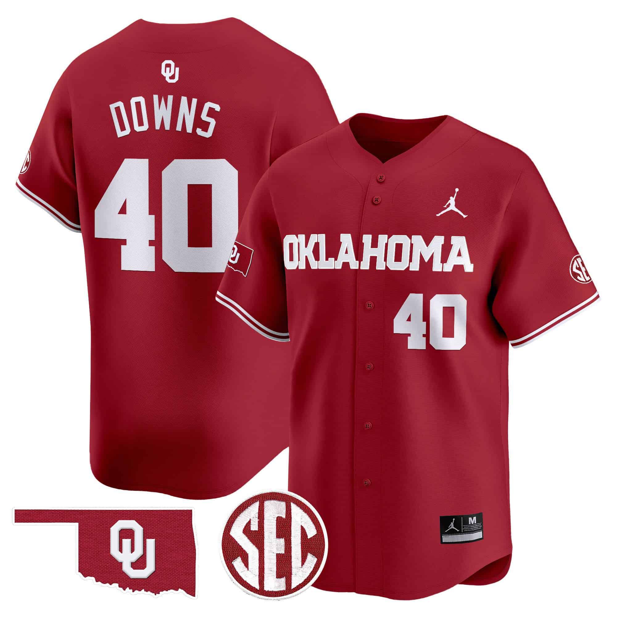 Men Oklahoma Sooners #40 Downs Red 2024 Vapor Premier Limited NCAA Jersey